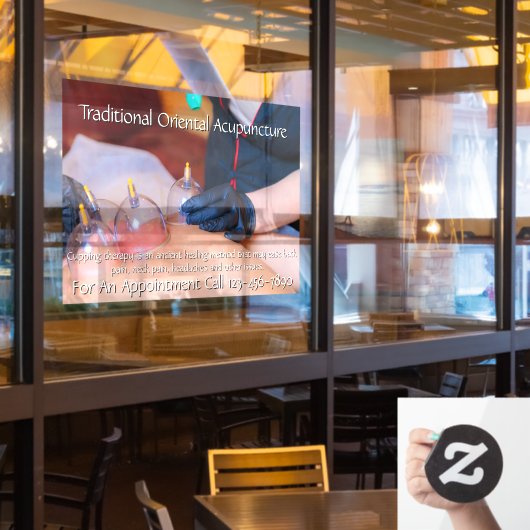 Op maat gemaakte acupunctuur cupping therapie bedr raamsticker (Restaurant Raam)