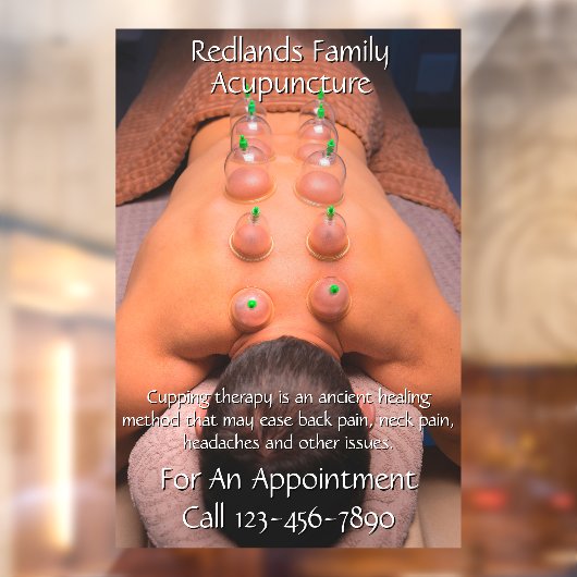 Op maat gemaakte acupunctuur cupping therapie bedr raamsticker (Vel 2)