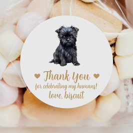 Op maat gemaakte Affenpinscher-huwelijksgunststick Ronde Sticker