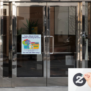 Op maat gemaakte afhaal-, aflever- en was-vouwserv raamsticker