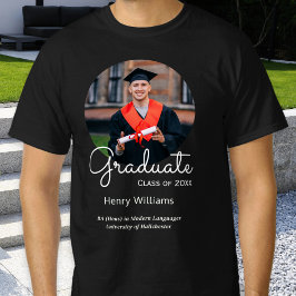 Op maat gemaakte afstudeercadeau met naam en foto t-shirt