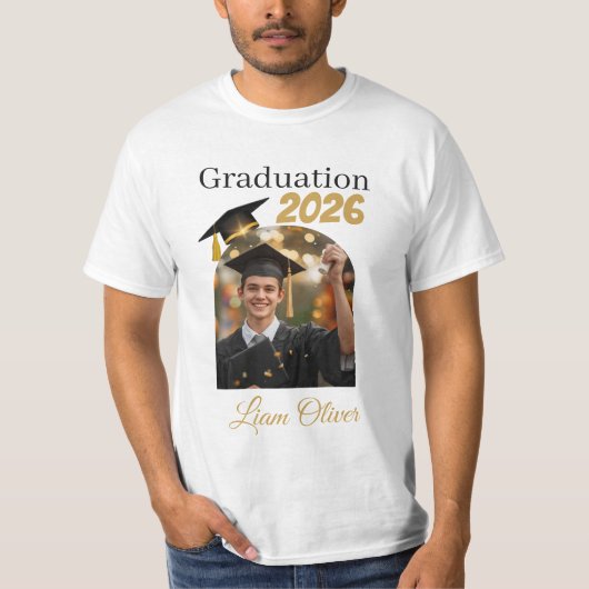 Op maat gemaakte afstudeerfoto-shirt klas van 2026 t-shirt (Voorkant)
