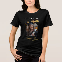 Op maat gemaakte afstudeerfoto-shirt klas van 2026 Tri-Blend shirt