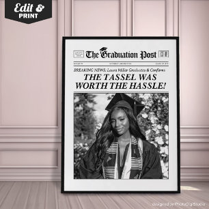 Op maat gemaakte afstudeerkrant, stijlvolle afstud poster
