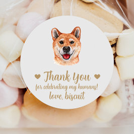 Op maat gemaakte Akita Inu-hond-huwelijksgunststic Ronde Sticker
