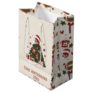 Op maat gemaakte American Football Kerstmis Medium Cadeauzakje
