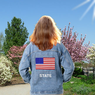 Op maat gemaakte Amerikaanse vlag denim jas Jacket