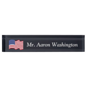 Op maat gemaakte Amerikaanse vlag kantoor bureau n Naambordje