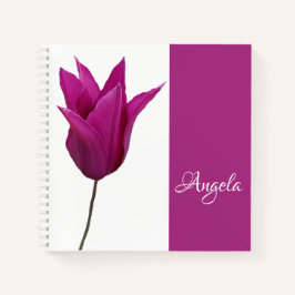 Op maat gemaakte Angela naam mooie roze tulp bloem Notitieboek