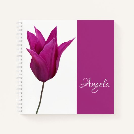 Op maat gemaakte Angela naam mooie roze tulp bloem Notitieboek (Voorkant)