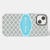 Op maat gemaakte aqua- en zilvergrijze Marokkaanse iPhone Hoesje (Achterkant horizontaal)