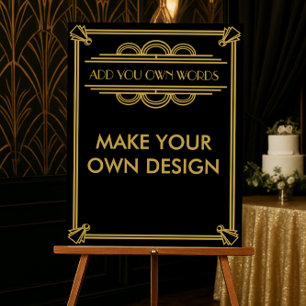Op maat gemaakte Art Deco Gatsby jaren 20 zwart en Poster