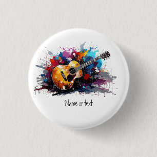 Op maat gemaakte artistieke abstracte gitaarmuziek ronde button 3,2 cm