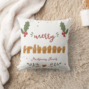 Op maat gemaakte ASL Prettig Kerst Gingerbread Han Kussen