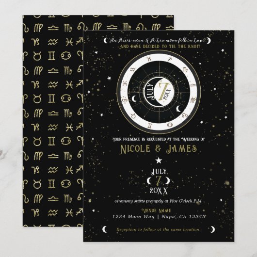 Op Maat gemaakte Astrologie Zodiac Maan Teken Trou Kaart (Voorkant / Achterkant)
