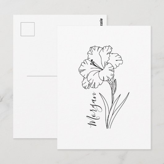 Op maat gemaakte Augustus Gladiolus Geboortebloem  Briefkaart (Voorkant / Achterkant)