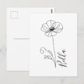 Op maat gemaakte Augustus Klaproos Verjaardagsbloe Briefkaart (Voorkant / Achterkant)