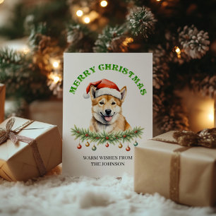 Op maat gemaakte Australische dieren Dingo familie Feestdagenkaart