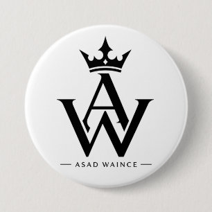 Op maat gemaakte AW-monogram kroonlogo ronde knops Button 7,6 Cm