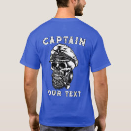 Op maat gemaakte baardige zeekapitein schedel rook t-shirt