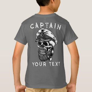 Op maat gemaakte baardige zeekapitein schedel rook t-shirt