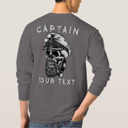 Op maat gemaakte baardige zeekapitein schedel rook t-shirt