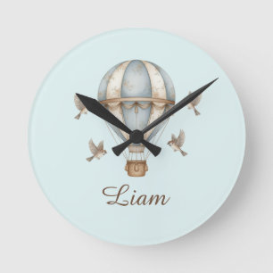 Op maat gemaakte baby jongensnaam waterverf vintag ronde klok