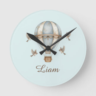 Op maat gemaakte baby jongensnaam waterverf vintag ronde klok