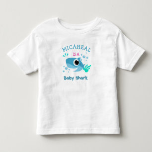 Op maat gemaakte baby naam blauwe haaien T-shirt