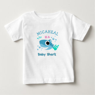 Op maat gemaakte baby naam blauwe haaien T-shirt 