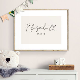 Op maat gemaakte baby naam print minimalistische k