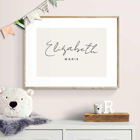 Op maat gemaakte baby naam print minimalistische k