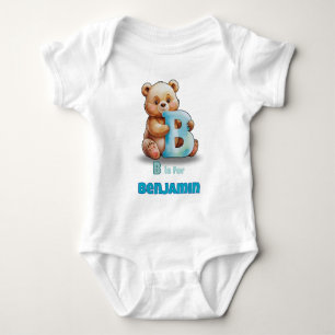 Op maat gemaakte baby romper – B is voor Beer