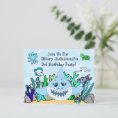Op maat gemaakte Baby Shark Familie verjaardagsuit Briefkaart (Staand voorkant)