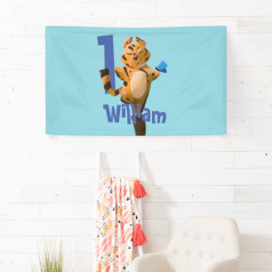 Op maat gemaakte baby tijger plaid eerste verjaard spandoek