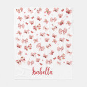 Op maat gemaakte babydeken met roze strikken en aa fleece deken (Voorkant)