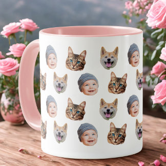 Op maat gemaakte babyfoto mok met herhalende gezic