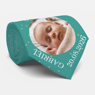 Op maat gemaakte babyfoto naam jaar papa aandenken stropdas