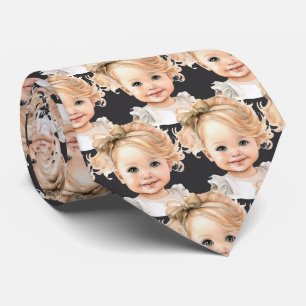 Op maat gemaakte babyfoto-uitgesneden donkergrijze stropdas