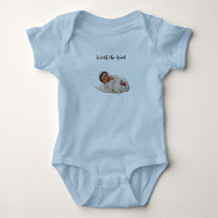 Op maat gemaakte babyfoto waard om op te wachten b romper