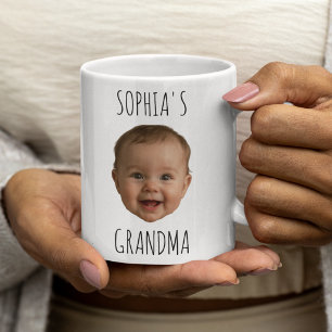 Op maat gemaakte babygezicht babyfoto oma verjaard koffiemok