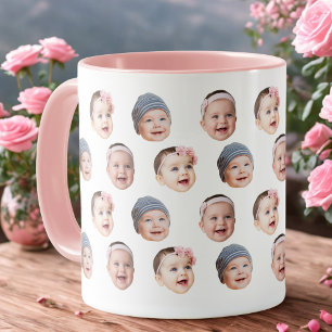 Op maat gemaakte babygezichtsmok met 3 foto's mok