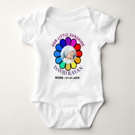 Op maat gemaakte babysfoto regenboogbloem & naam b romper