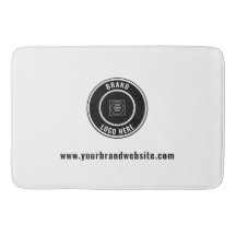 Op maat gemaakte badmat met bedrijfslogo en websit