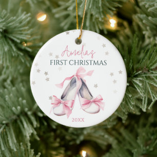 Op maat gemaakte Ballerina Baby Meisje 1e Kerstmis Keramisch Ornament