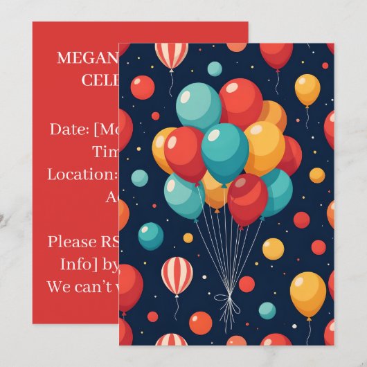 Op maat gemaakte ballon  kaart (Voorkant / Achterkant)