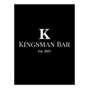 Op maat gemaakte bar muur kunst met naam & monogra perfect poster