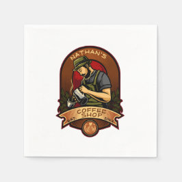 Op maat gemaakte Barista Vintage Coffee Shop Zakel Servet