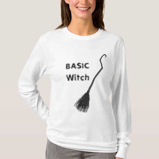Op maat gemaakte BASIC Heksenbezem Grappige Vrouwe T-shirt (Voorkant)