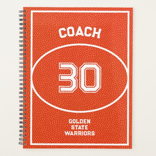 Op maat gemaakte basketbal gestructureerd oranje planner (Voorkant)